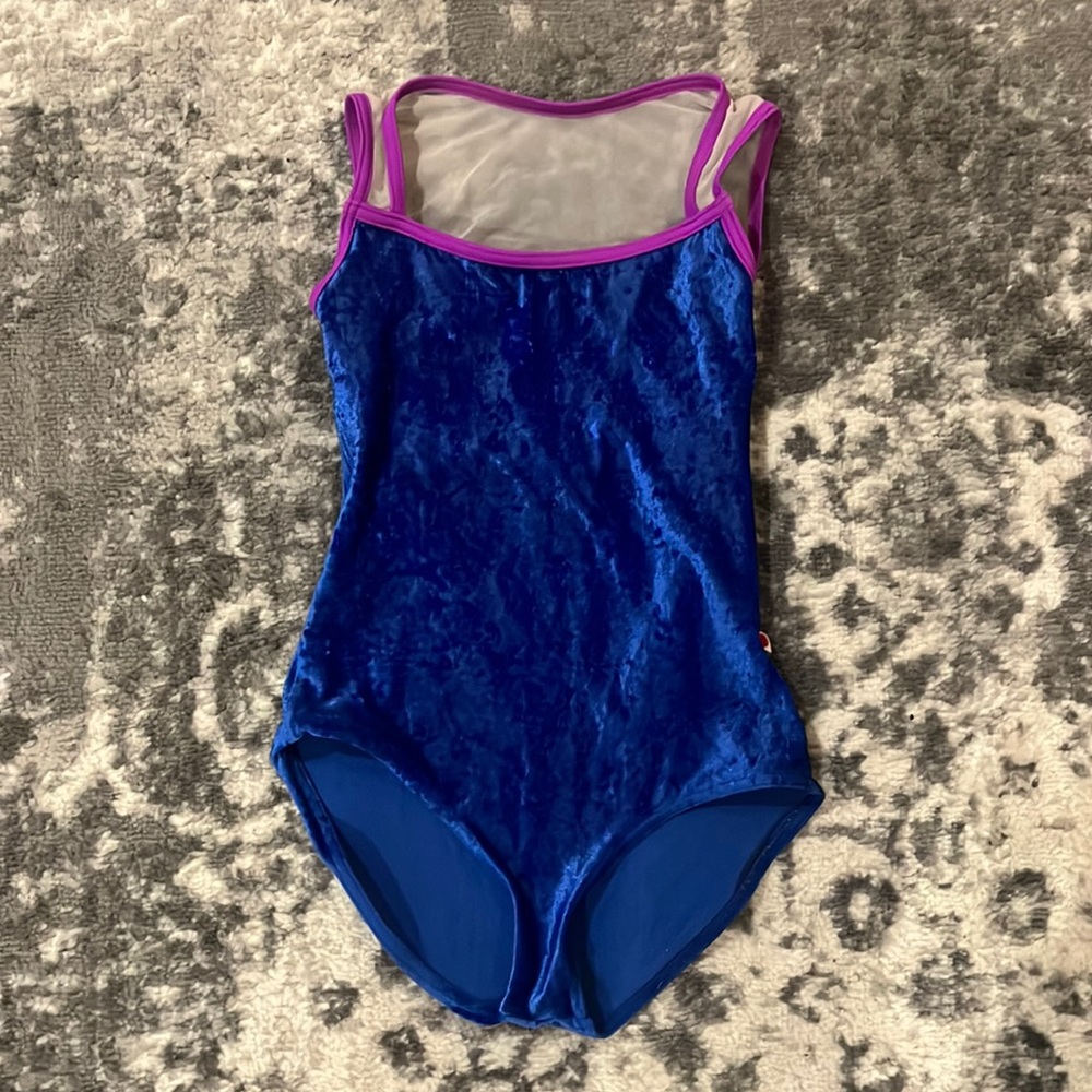 YUMIKO. XS. Becky.  discontinued blue velvet, white mesh, orchard lining.
